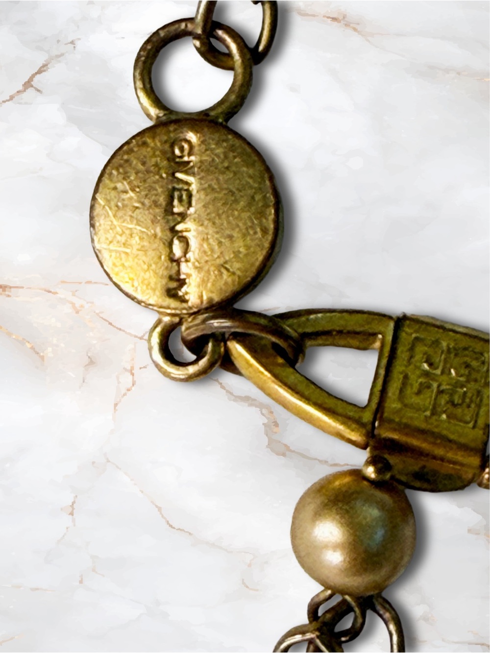 Vintage Givenchy Bronze Faux Pearl Choker Necklace Pavé Crystal Accents - Picture 14 of 17